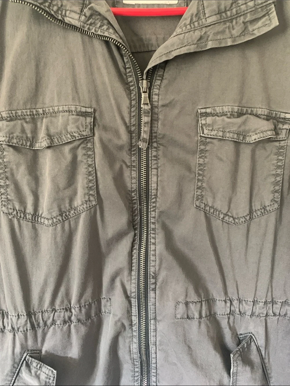 Sonoma Gray Military-Style Zip Jacket Size Large
